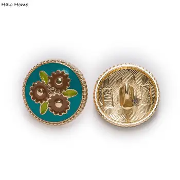 5 adet Çiçek Emaye Metal Düğme Shank Dikiş Scrapbooking Giyim Yerine El Yapımı Zanaat Aksesuarları Dekor Emaye Düğmeler 18mm