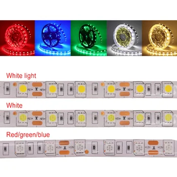 5 M LED esnek şerit ışık SMD 5050 30 LEDs/M 60 LEDs/M olmayan su geçirmez LED dize ışık şerit bant RGB beyaz kırmızı sarı