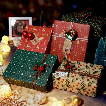 50 * 70cm 2021 Noel Ambalaj Kağıdı Düğün Yeşil Dekorasyon Hediye Paketi Artware Kraft Ambalaj Kağıdı Parşömen Kağıt Origami Kağıt