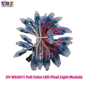 50 adet / grup WS2811 IC RGB dijital Led dize ışık DC5V 12mm tam renkli Led piksel modülü IP68 için noel tatili dekorasyon için