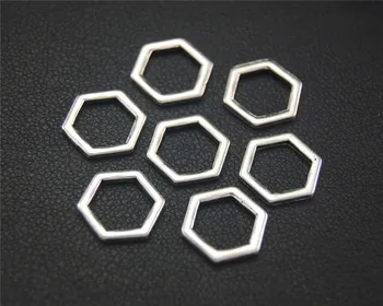 50 adet Gümüş Renk Geometri Altıgen Petek Şekli Charm Bağlayıcı DIY Kolye Bilezik Bileklik Bulguları 10mm A2031