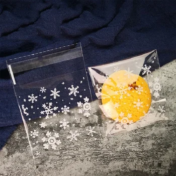 50 Adet Kar Tanesi Noel Plastik Şeker Çerez Bisküvi Aperatif Ambalaj Çanta Yapışkanlı hediye keseleri Ev Düğün Doğum Günü Partisi için