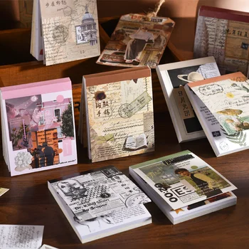 50 adet Retro Yapışkan Notlar Çıkartmalar Dekoratif Günlüğü El Hesabı Malzeme Kağıt Scrapbooking Önemsiz Günlüğü Malzemeleri Kırtasiye