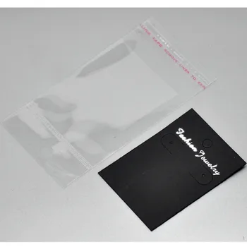 500 Takım Siyah kağıt teşhir standı Kartları Küpe Takı 7cm x 5cm Kendinden Yapışkanlı Çanta Toptan 11.5 cm x 6cm