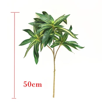 50cm Tropikal Bambu Yapay Palmiye Ağacı Dalı Sahte Bitkiler İpek palmiye Yaprakları Uzun Hidroponik Bitki Saksı Ev Masaüstü Dekor İçin