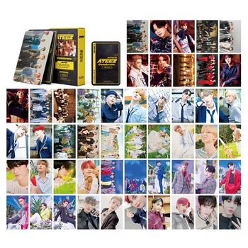 54 adet/takım Kpop ATEEZ Lomo Kartları Yüksek kaliteli HD fotocard hayranları koleksiyonu Hediye K-pop ATEEZ Kutlamak albümü Kartpostal