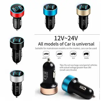 5V 3.1 A araba şarjı çift USB QC Adaptörü Çakmak LED Voltmetre Her Türlü Cep Telefonu İçin Hızlı Şarj