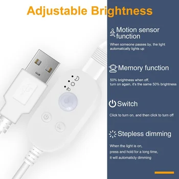 5V USB PIR Şerit LED Hareket sensörlü ışık Bant LED Mutfak Dolabı 0.5 M 1M 2M 3M 4M 5M Su Geçirmez Tira 2835 Merdiven Dolap Lambası