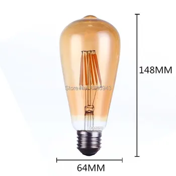 6 ADET LED Edison Filament ampuller altın sanat ışıkları ST64 kısılabilir E27 B22 110V 220V 2W 4W 6W 8W 2700K 360 Derece Enerji lambaları