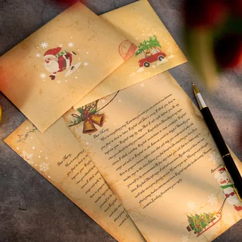 6 Adet / takım Zarflar Veya Kırtasiye Setleri Noel Tebrik Kartları Hediyeler Vintage Kraft Kağıt Tatil Malzemeleri Davetiyeleri
