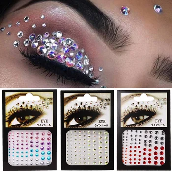 6 Renk Dövme Etiket Glitter Elmas Makyaj Eyeliner Göz Farı Yüz Taklidi Etiket Takı Gözler Makyaj Kristal Çıkartmalar