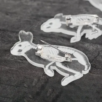 6 Stilleri Hayvan İskelet Akrilik Pin Kedi Domuz Kuş Sıçan Penguen Tavşan Broş Rozeti Yaka Pin Giysi Çantası Takı Arkadaş için hediye