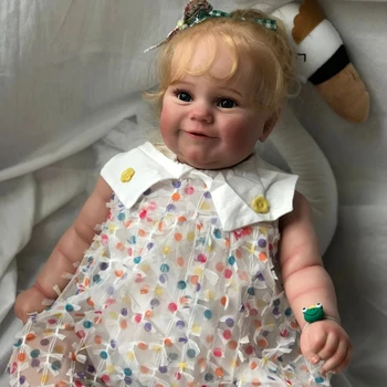 60cm Reborn Yürümeye Başlayan Bebek Maddie Kız Uzun sarı saçlı 3D Boyama Görünür Damarlar
