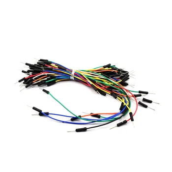65 adet/paket Mix Renk Erkek Lehimsiz Esnek Breadboard bağlantı kablosu Tel