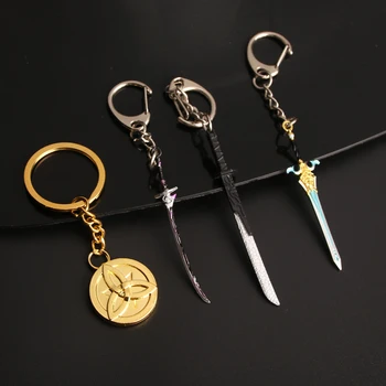 6cm Anime Genshin Darbe Kılıç Anahtarlıklar Karakter Zhongli Havalandırma Silah Metal Anahtarlık Skyward Blade anahtarlıklar Hediyeler Koleksiyonları
