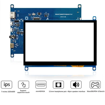 7 İnç 1024X600 IPS Kapasitif Dokunmatik Ekran HDMI monitör Uyumlu VGA Arayüzü Ekran Ahududu Pi İçin 4B 3B 2B