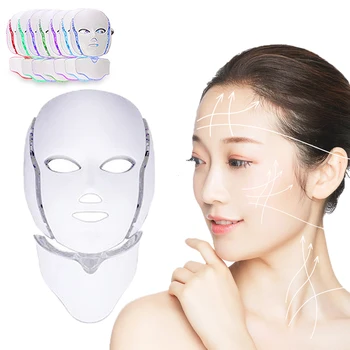 7 Renk LED Foton Yüz Maskesi Cilt Gençleştirme Tedavisi Boyun kırışıklık Karşıtı Yaş Makinesi Beyazlatmak Onarım Güzellik Bakımı masaj aletleri