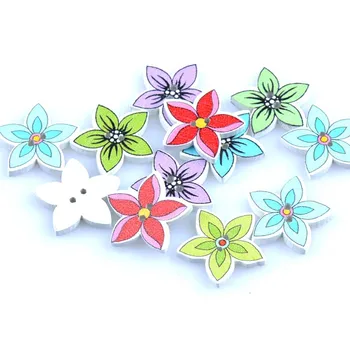 7 ürün çiçek Boyalı Ahşap dekoratif Düğmeler mix Dikiş Scrapbooking El Sanatları 50 adet 18-24mm MT1515