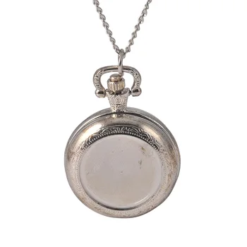7006 Zarif ve basit kuvars cep saati tasarım kişilik gümüş oluk cep saati kolye ile