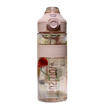 750ML Su şişe kulpu Ölçekli Fincan Taşınabilir Şeffaf Spor Saman Bardak Çay İçmek için Çocuklar Su Şişesi Okul için