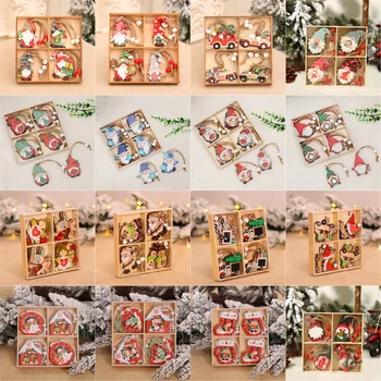 9/12/1 adet / grup Navidad Gnome Noel 2022 Ahşap Kolye Noel Ağacı Dekorasyon Ev için Doğum Noel Süsler Hediye Yeni Yıl 2023