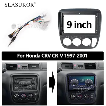 9 İNÇ Android Ses Honda CRV İçin CR-V 1997 1998 1999 2010 2001 kablo Araba Oto ABS Radyo Dashboard GPS stereo paneli 2 Din Çerçeve