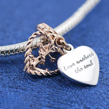 925 Ayar Gümüş Boncuk Gül Altın Düğümlü Kalp ve Gerçek Aşk Çapa Charm Fit Orijinal Pandora Bilezik Kadınlar DIY Takı Hediye