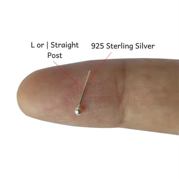 925 Ayar gümüş burun damızlık 1.2 mm 1.5 mm 1.8 mm 2mm karışık boyutu topu burun pin piercing nariz prata 20 adet / paket