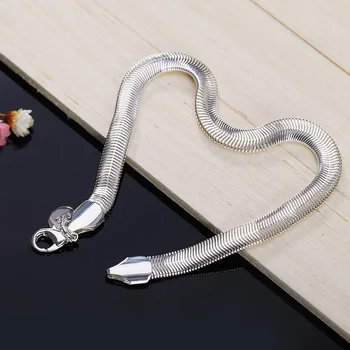 925 ayar gümüş güzel 6MM Düz yumuşak yılan kemik zinciri Bilezikler kadınlar için Moda Parti Düğün Aksesuarları Takı Hediyeler