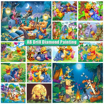 AB Elmas Boyama Disney Çapraz Dikiş Winnie The Pooh Desen 5D Elmas Nakış Karikatür Çocuk Mozaik Sanatı Ev Dekor