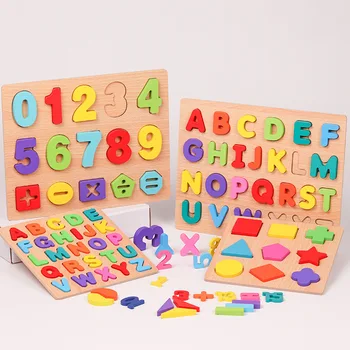 ABC Bulmaca Şekil Sıralayıcısı Ahşap Oyuncaklar Erken Öğrenme Yapboz Alfabe sayı Bulmaca Okul Öncesi Eğitim bebek oyuncakları Çocuklar için