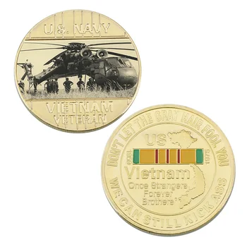 ABD Vietnam Savaşı Askeri Altın Kaplama Hatıra paraları Koleksiyon Orijinal Ordu Paraları Seti Madalya Hediye Erkekler için Koleksiyonu