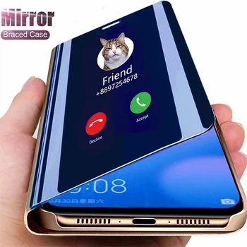 Akıllı Ayna Flip Case Samsung Galaxy S21 Artı S20 Ultra S10 Lite 2020 S10E S20 FE S8 S9 S7 Kenar Not 8 9 10 Pro 20 Kapak