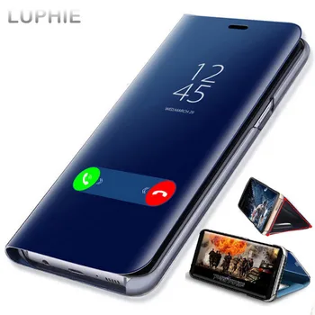 Akıllı Görünüm Ayna Flip Case Samsung Galaxy S22 Ultra S21 Ultra S20 S10 S9 S8 Artı A52 A72 Not 20 10 9 8 Deri Telefon Kapağı