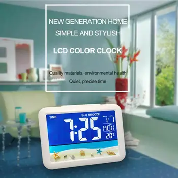 Alarmlı saatler Yatak Odası için LCD Büyük Renkli Ekran Sıcaklık Göstergesi Monitör dijital alarmlı saat Saat zamanlama fonksiyonu İle tarih
