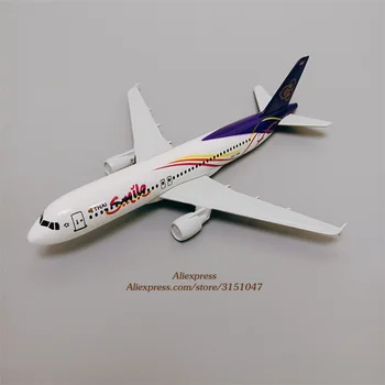 Alaşım Metal Hava Gülümseme Tay A320 Havayolları Uçak Modeli Tayland Airbus 320 Airways Uçak Modeli Standı Uçak Çocuk Hediyeler 16 cm