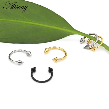Alisouy 1 adet Çelik Piercing Kulak Çıtçıt Segment Yüzük Burun Halkası Dudak Kaş Piercing Endüstriyel Halter göbek takısı Piercing