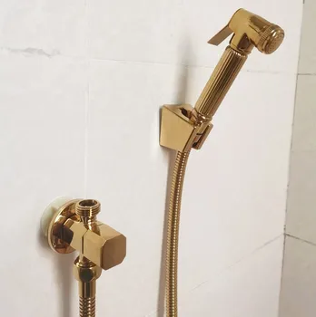 Altın açılı vana ve Tuvalet altın Bide Püskürtücü Yıkama Duş Başlığı Sifon Kızarma Temiz Bide Paslanmaz Çelik sprey BD888