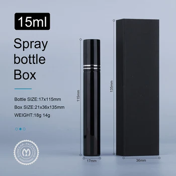 Ambalaj kutusu İle 15ml Parfüm şişesi Altın Gümüş Siyah Cam Sprey Şişesi Örnek Şeffaf Cam Şişeler Taşınabilir Parfüm Atomizer