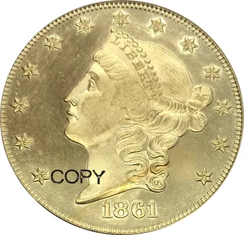 Amerika Birleşik Devletleri Konfederasyon Amerika Birleşik Devletleri Konfederasyon Çift Kartal $ 20 Yirmi Dolar 1861 Pirinç Metal Altın Sikke Kopya Paraları
