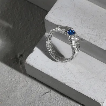 ANDYWEN 925 Ayar Gümüş Altın Mavi Zirkon CZ Boyutlandırılabilir Yüzükler Geometrik Düzensiz Kadınlar Lüks Takı 2021 Kadın Düğün Hediyesi
