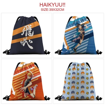 Anime Haikyuu Baskı İpli Çanta keten sırt çantası Moda Kozmetik Kadın saklama çantası rahat ayakkabılar Çantası Seyahat Plaj Çantası