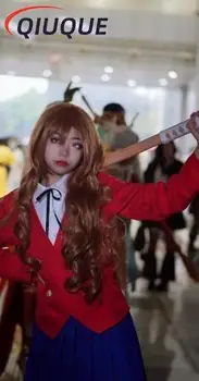 Anime KAPLAN EJDERHA Toradora Cosplay Taiga Aisaka Cosplay Kostüm Peruk Okul Üniformaları Tam Set Custom Made