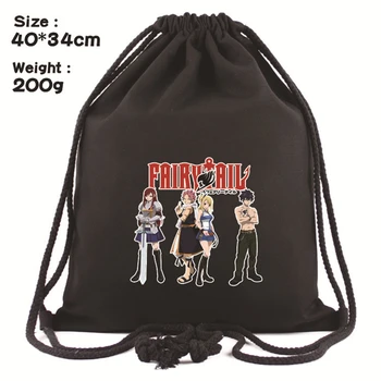 Anime Peri Kuyruk Siyah İpli Çanta keten sırt çantası Moda Kozmetik Kadın saklama çantası rahat ayakkabılar Çantası Seyahat Plaj Çantası