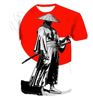 Anime T shirt Japon Samurai 3D Baskı Erkek Kadın Moda Kısa Kollu T-shirt Çocuk Boy Hip Hop Teeshirts Üstleri Erkek Giyim