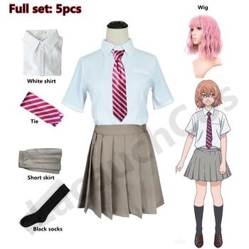 Anime Tokyo Revengers Cosplay Kostüm Tachibana Hinata okul üniforması Gömlek Pantolon Etek Takım Elbise Kıyafetler Peruk