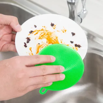 Anti Sıcak Masa Mat aracı Mutfak Temizleme Fırçası Silikon Bulaşık Fırçası Meyve sebze temizleme makinesi Pot Pan Sünger Ovma Pedleri
