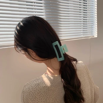 AOMU Yeni Kore Yaz Şeker Renk Büyük saç tokası s Şık Akrilik Saç Pençeleri Dikdörtgen saç tokası Kadınlar için Tatlı Aksesuarları