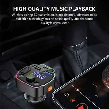 Araba Bluetooth 5.0 Bluetooth FM Verici Araba Radyo Adaptörü 5V-1.5 A/ 5V-3.1 A / Çift USB PD 20W araba şarjı MP3 Çalar Kiti