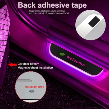 Araba Kapı eşik ışık Özelleştirilebilir metin Renkli Ücretli Pedalı Lamba USB Güç Hareketli LED Karşılama pedallı araba sürtme plakası Pedalı Yok